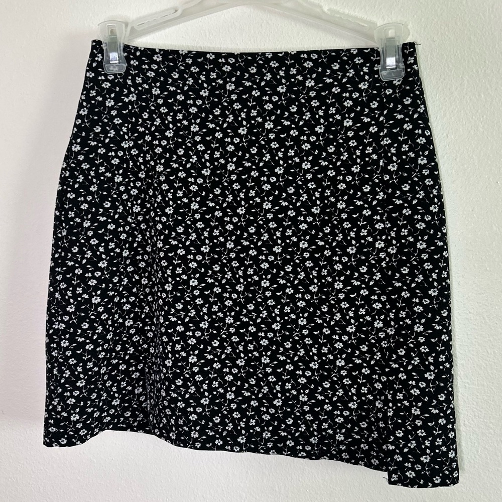 John Galt Brandy Melville black floral mini skirt